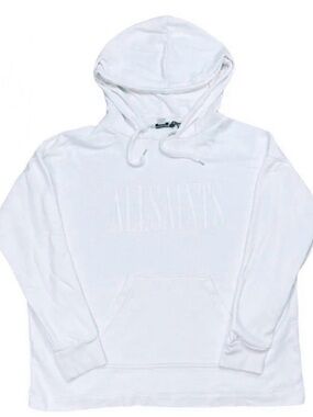 AllSaints oversized monochrome White Pullover Hoodie with Branded Neck Tag
